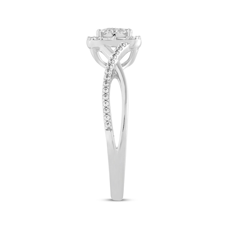 Main Image 3 of Baguette & Round-Cut Multi-Diamond Promise Ring 1/4 ct tw 10K White Gold
