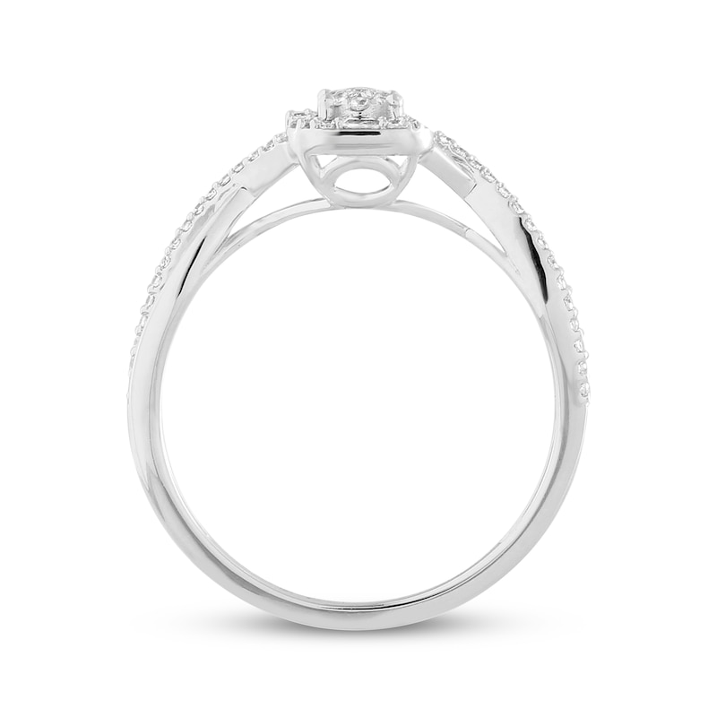 Main Image 4 of Baguette & Round-Cut Multi-Diamond Promise Ring 1/4 ct tw 10K White Gold