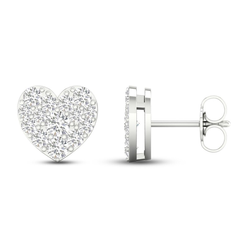 Lab-Created Diamonds by KAY Heart Earrings 1 ct tw 14K White Gold