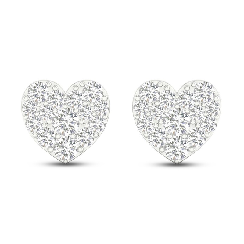 Lab-Created Diamonds by KAY Heart Earrings 1 ct tw 14K White Gold