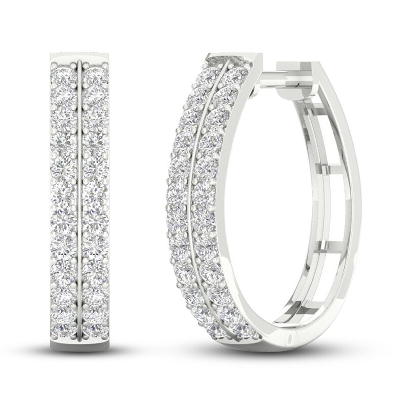 Lab-Created Diamonds by KAY Hoop Earrings 1 ct tw 14K White Gold with 360