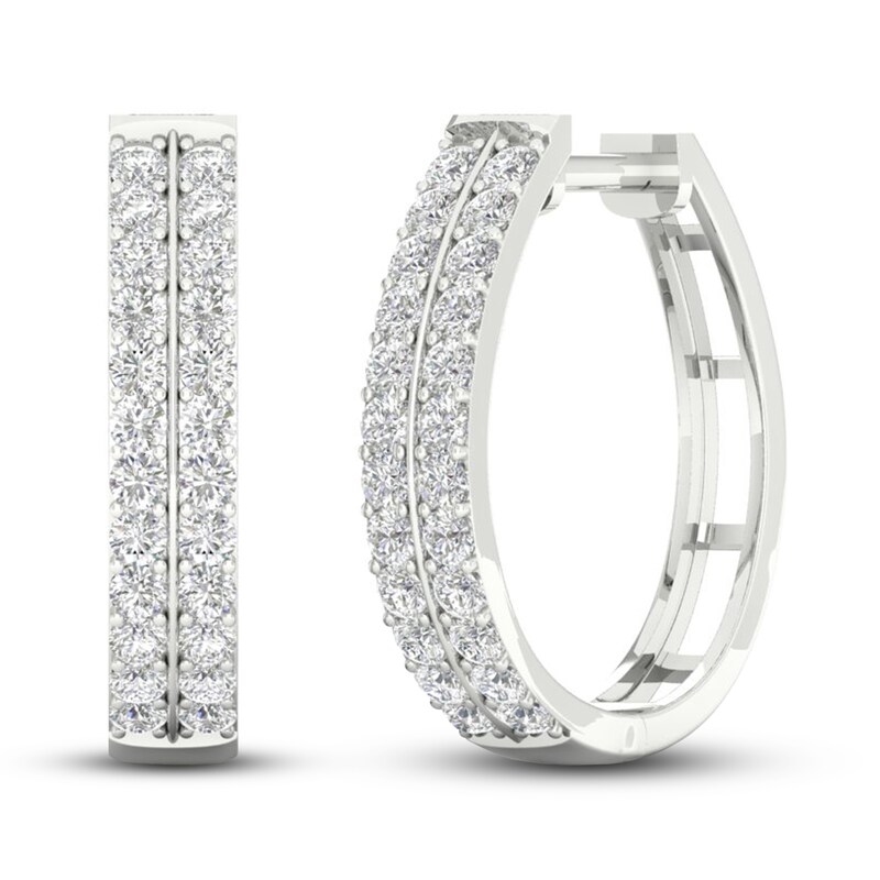 Lab-Created Diamonds by KAY Hoop Earrings 1 ct tw 14K White Gold