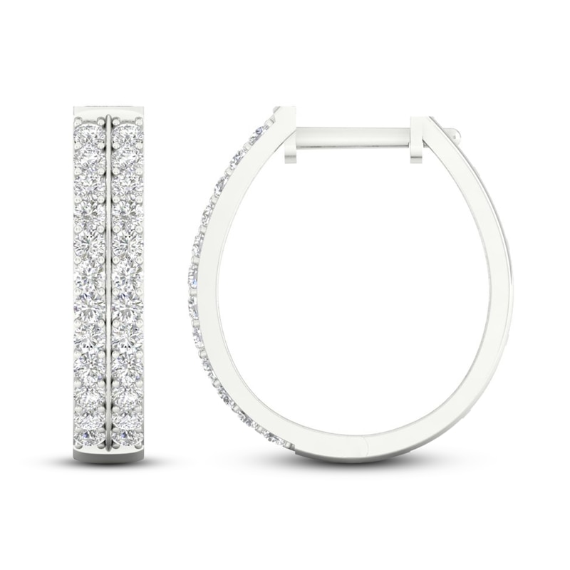 Lab-Created Diamonds by KAY Hoop Earrings 1 ct tw 14K White Gold