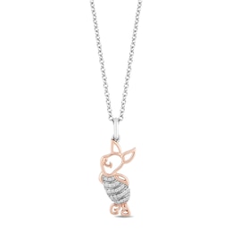 Disney Treasures Winnie the Pooh &quot;Piglet&quot; Diamond Necklace 1/20 ct tw 10K Rose Gold & Sterling Silver 17&quot;