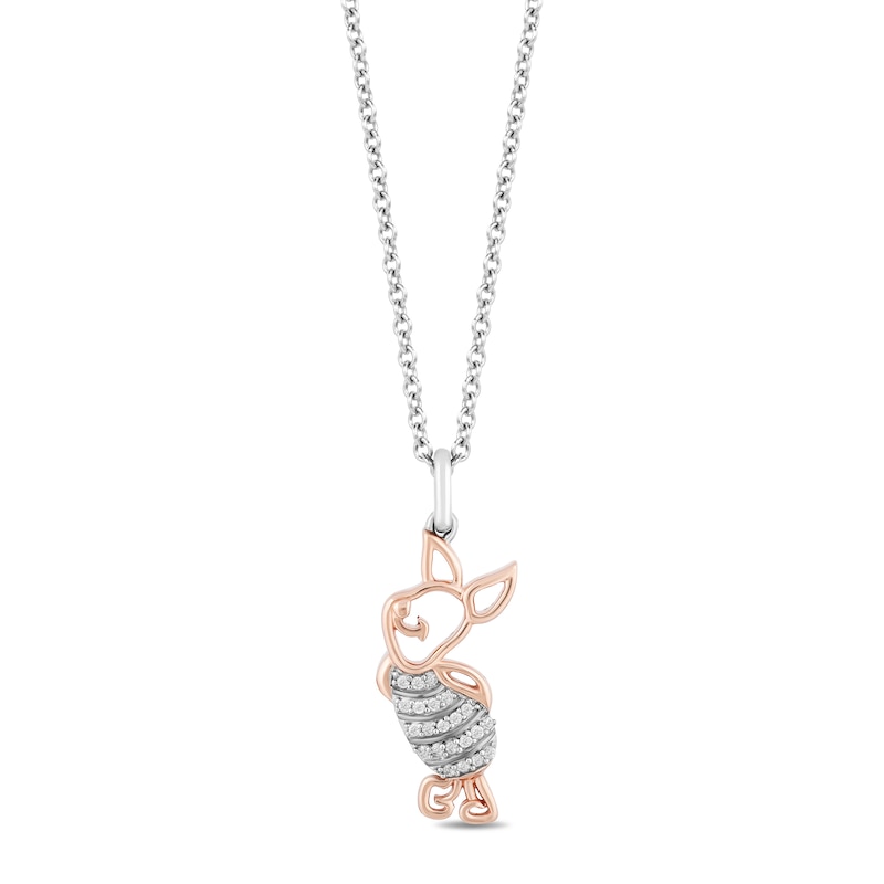 Main Image 1 of Disney Treasures Winnie the Pooh &quot;Piglet&quot; Diamond Necklace 1/20 ct tw 10K Rose Gold & Sterling Silver 17&quot;