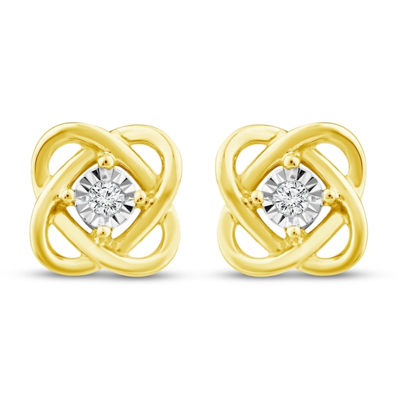 Center of Me Diamond Earrings 1/20 ct tw 10K Yellow Gold