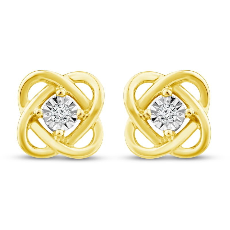 Main Image 1 of Center of Me Diamond Earrings 1/20 ct tw 10K Yellow Gold