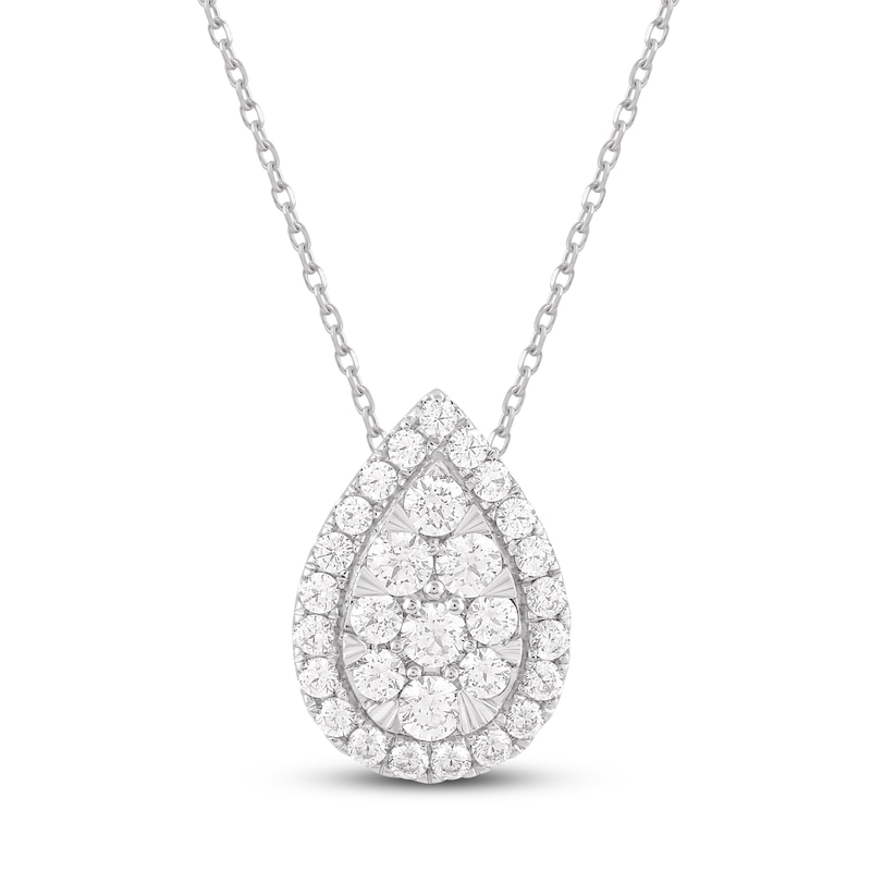 Diamond Teardrop Necklace 3/4 carat tw 14K White Gold