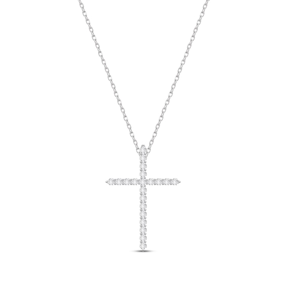 Lab-Created Diamonds by KAY Cross Necklace 1/2 ct tw 14K White Gold 18