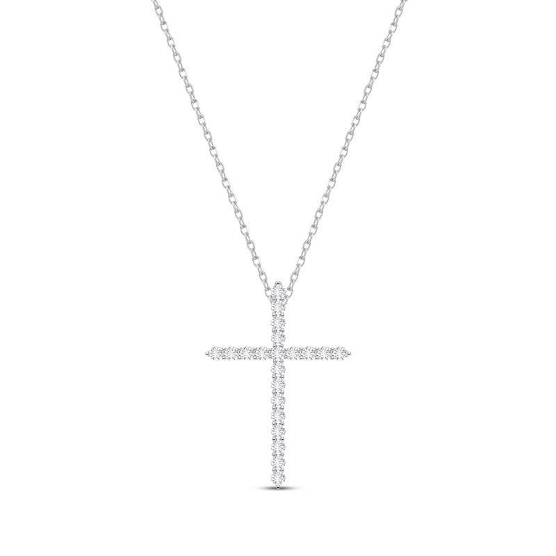 Main Image 1 of KAY Lab-Grown Diamonds Cross Necklace 1/2 ct tw 14K White Gold 18&quot;