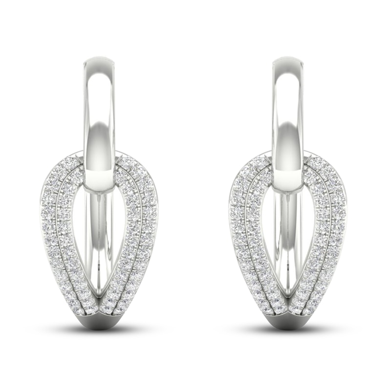 Main Image 4 of Love + Be Loved Diamond Hoop Earrings 1/4 ct tw 10K White Gold