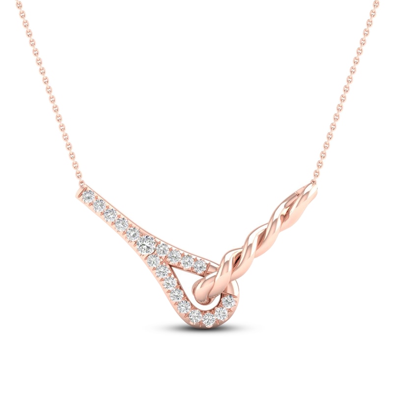 Main Image 1 of Love + Be Loved Diamond Necklace 1/6 ct tw 10K Rose Gold 18&quot;