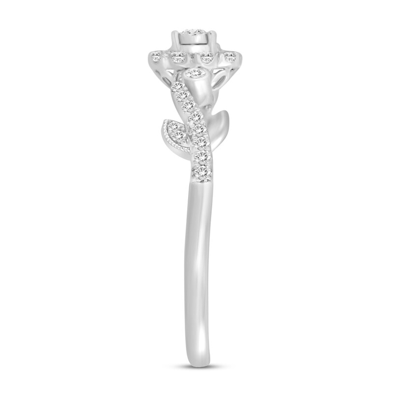 Main Image 2 of Diamond Flower Ring 1/4 ct tw Round-cut Sterling Silver