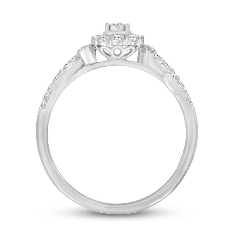 Main Image 3 of Diamond Flower Ring 1/4 ct tw Round-cut Sterling Silver
