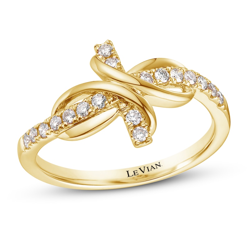Main Image 1 of Le Vian Diamond Cross Ring 1/5 ct tw 14K Honey Gold