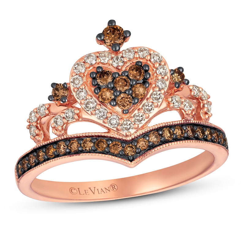Le Vian Chocolate Diamond Royalty Tiara Ring 1/2 ct tw 14K Strawberry Gold with 360