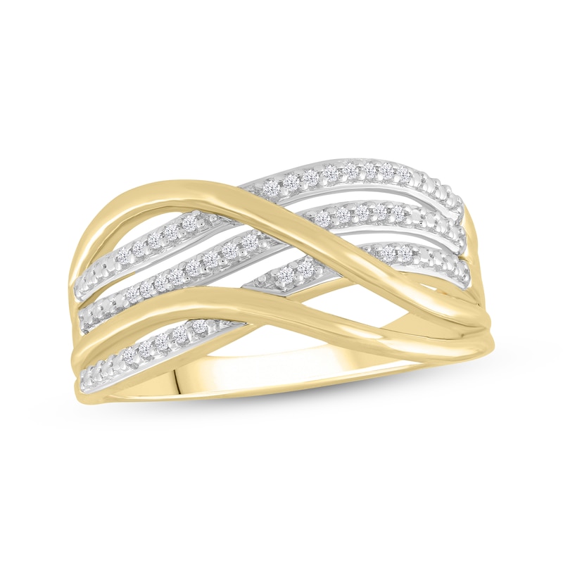 Main Image 1 of Diamond Swirl Ring 1/10 ct tw Round-Cut 10K Yellow Gold