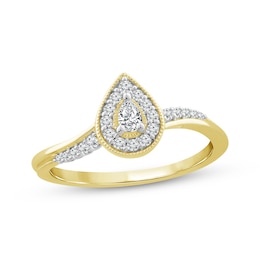 Pear-Shaped Diamond Halo Promise Ring 1/4 ct tw 10K Yellow Gold