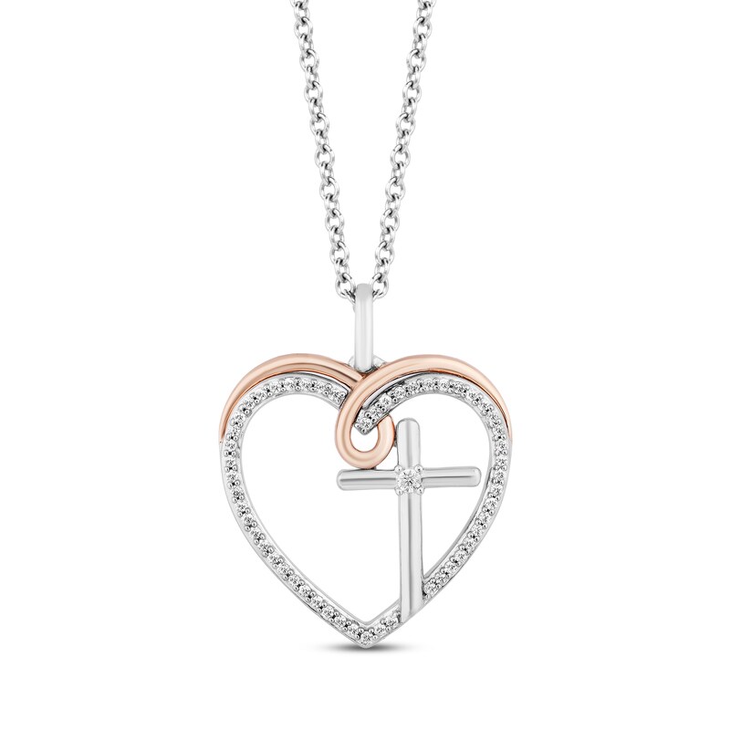 Hallmark Diamonds Heart Necklace 1/6 ct tw Sterling Silver/10K Rose Gold 18"