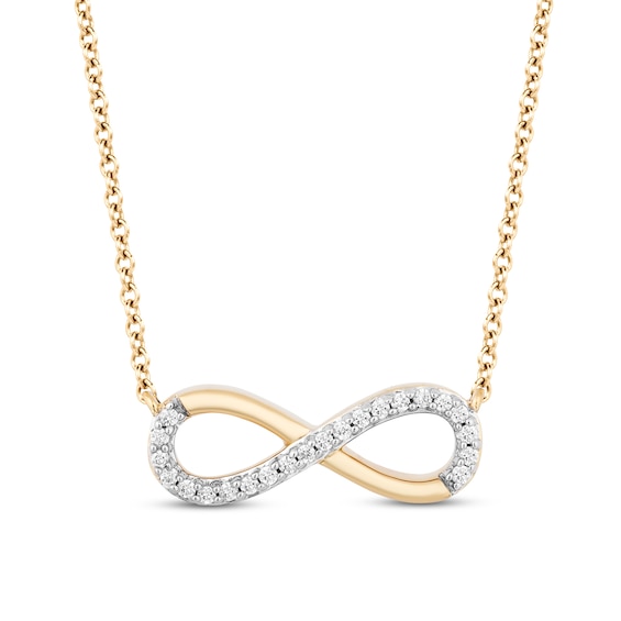 Hallmark Diamonds Infinity Necklace 1/10 ct tw 10K Yellow Gold 18"