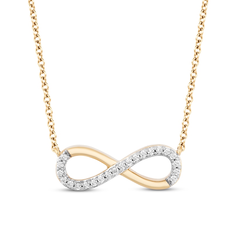 Main Image 1 of Hallmark Diamonds Infinity Necklace 1/10 ct tw 10K Yellow Gold 18&quot;