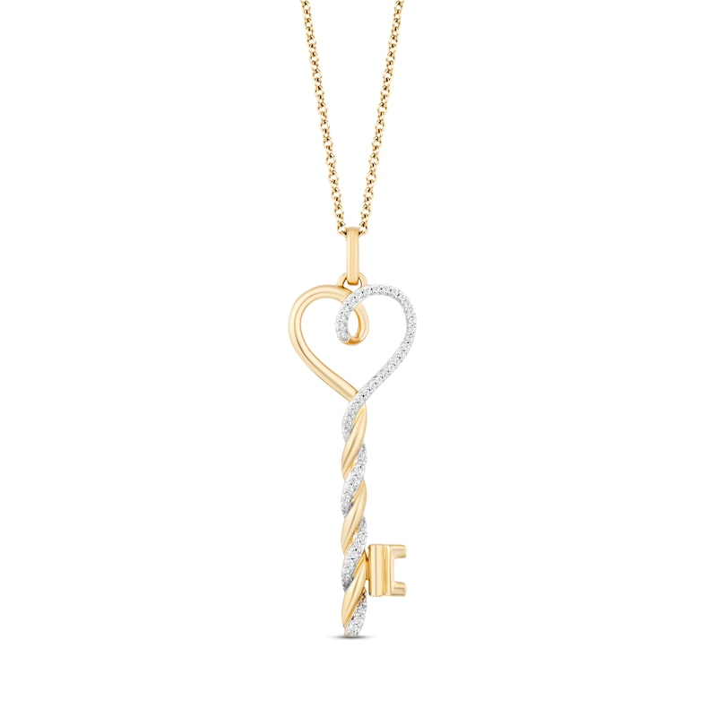 Heart Key Necklace 10K Yellow Gold 18