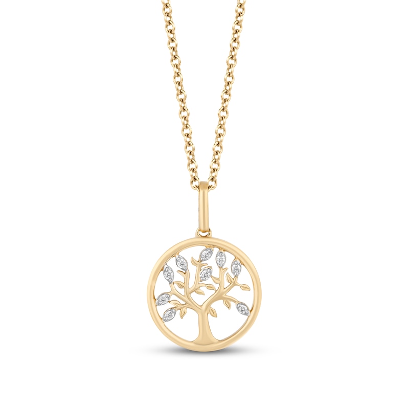 Main Image 1 of Hallmark Diamonds Tree of Life Necklace 1/20 ct tw 10K Yellow Gold 18&quot;