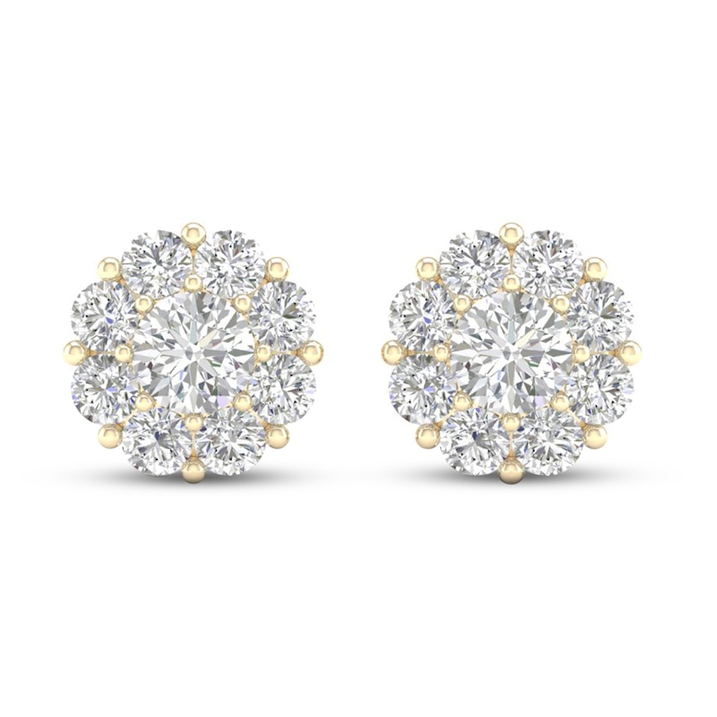 Main Image 3 of KAY Lab-Grown Diamonds Flower Stud Earrings 1 ct tw Round-Cut 14K Yellow Gold