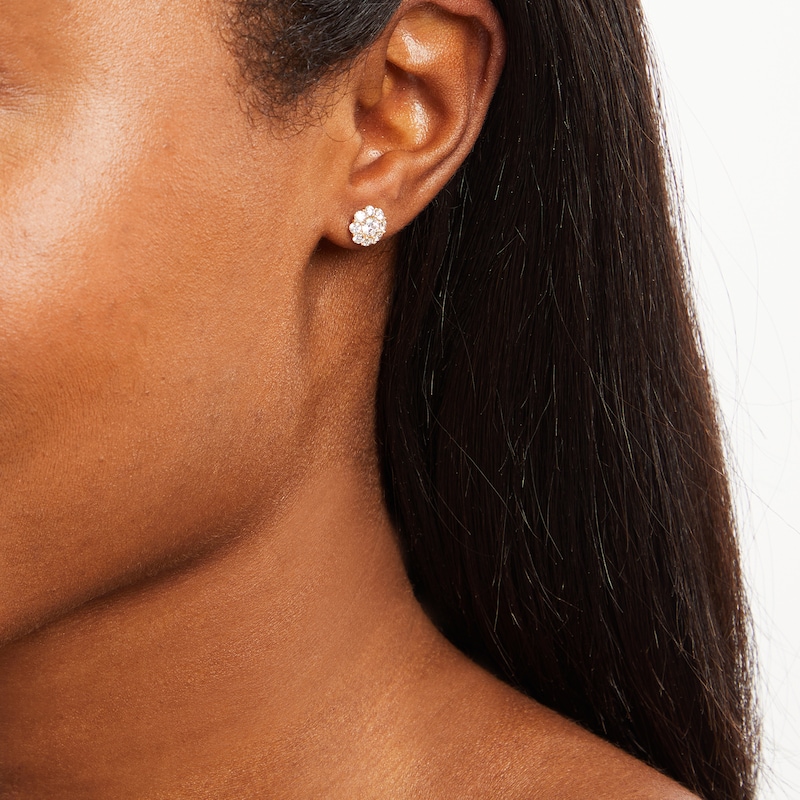 Main Image 5 of KAY Lab-Grown Diamonds Flower Stud Earrings 1 ct tw Round-Cut 14K Yellow Gold