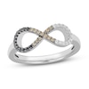 Brown/Black/White Infinity Diamond Ring 1/5 ct tw Round-cut Sterling Silver