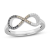 Thumbnail Image 1 of Brown/Black/White Infinity Diamond Ring 1/5 ct tw Round-cut Sterling Silver