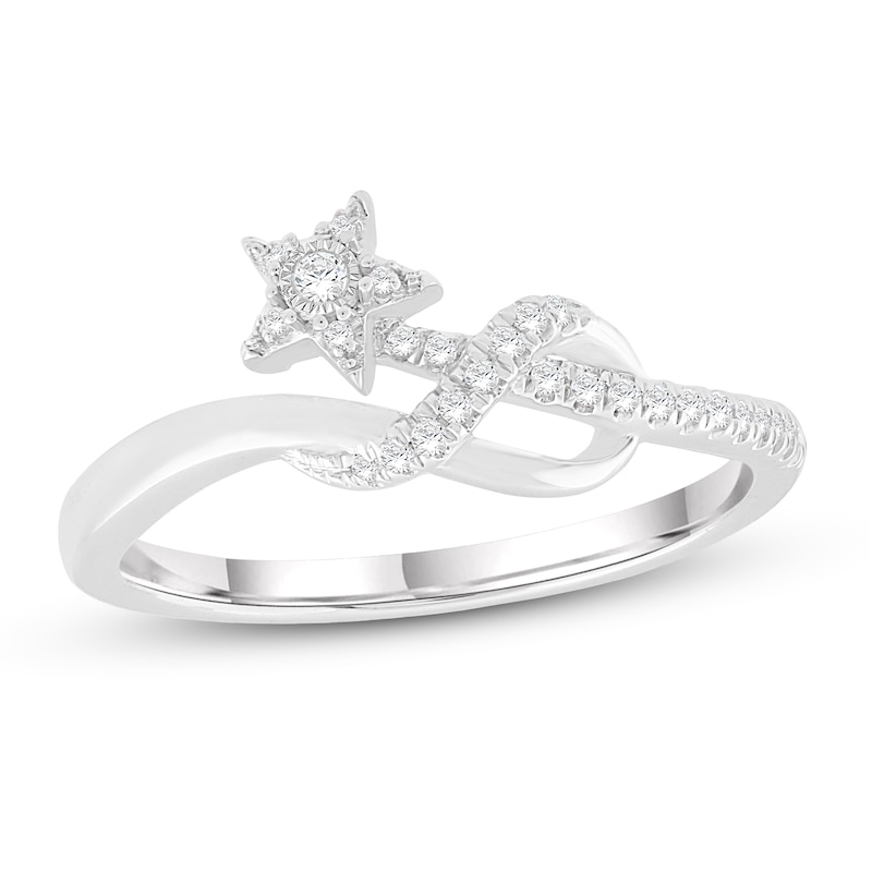 Main Image 1 of Diamond Star Ring 1/10 ct tw Round-Cut Sterling Silver