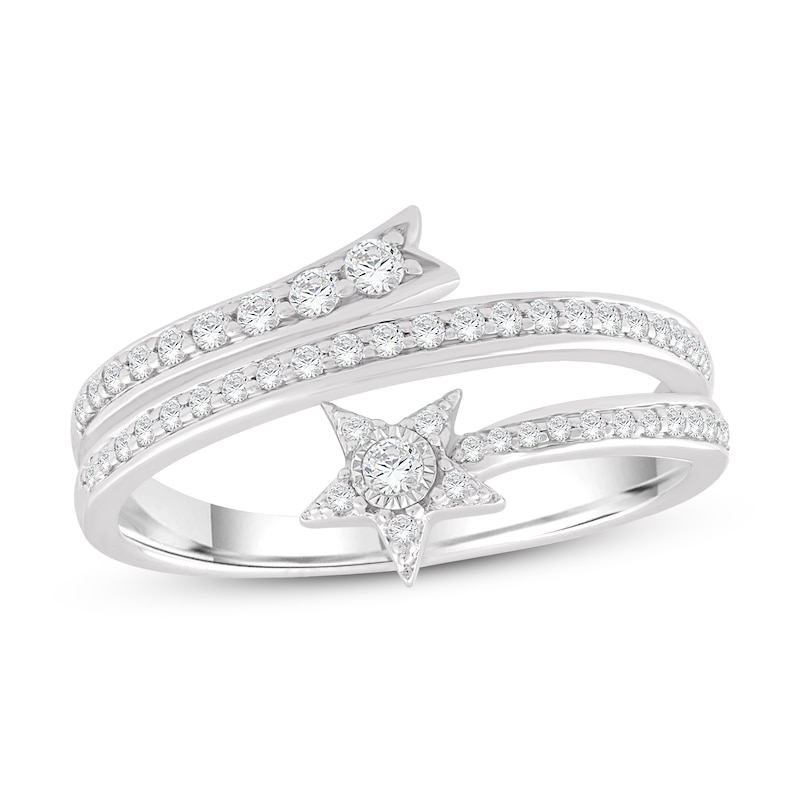 Main Image 1 of Diamond Three Row Star Ring 1/3 ct tw Round-Cut Sterling Silver