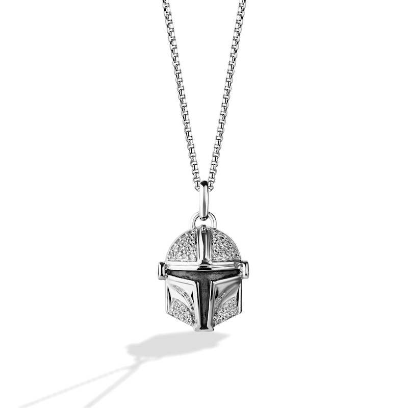 Star Wars The Mandalorian Diamond Necklace 1/10 ct tw Sterling Silver 18"