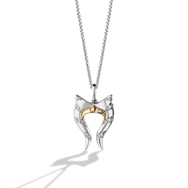 Main Image 1 of Star Wars Ahsoka Tano Necklace 1/10 ct tw Diamonds Sterling Silver & 10K Yellow Gold 18&quot;