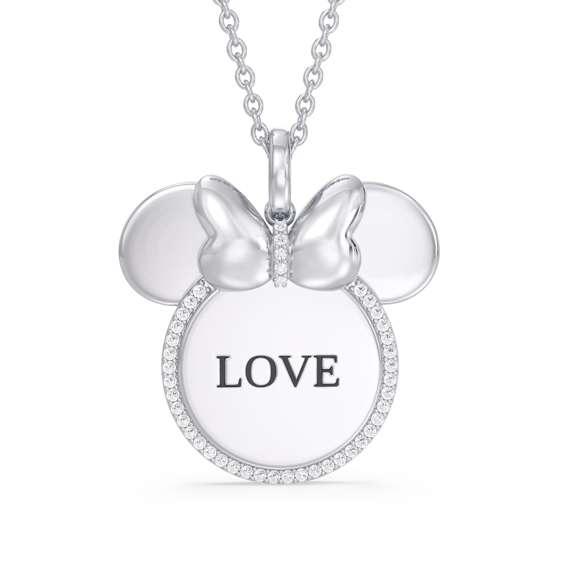 Main Image 1 of Disney Treasures Minnie Mouse Diamond Necklace 1/10 ct tw Sterling Silver 17&quot;