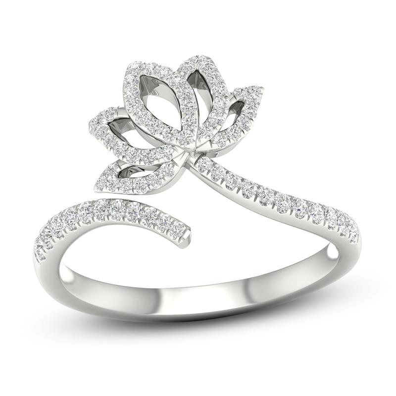 Main Image 1 of By Women For Women Diamond Lotus Ring 1/4 ct tw Round-cut 10K White Gold
