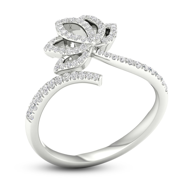 Main Image 2 of By Women For Women Diamond Lotus Ring 1/4 ct tw Round-cut 10K White Gold