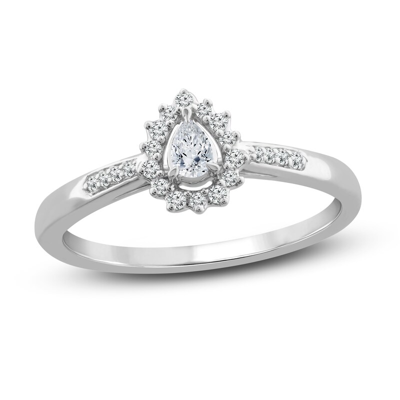 Diamond Promise Ring 1/5 ct tw Pear/Round 10K White Gold