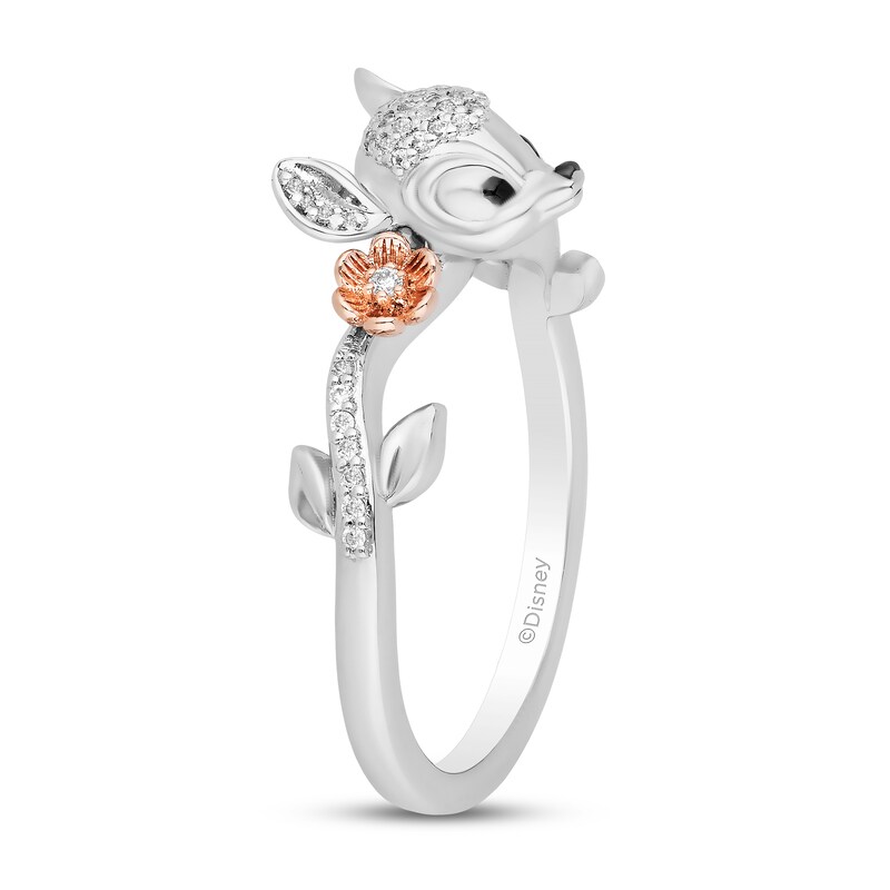 Disney Treasures "Bambi" Diamond Ring 1/10 ct tw Sterling Silver & 10K Rose Gold
