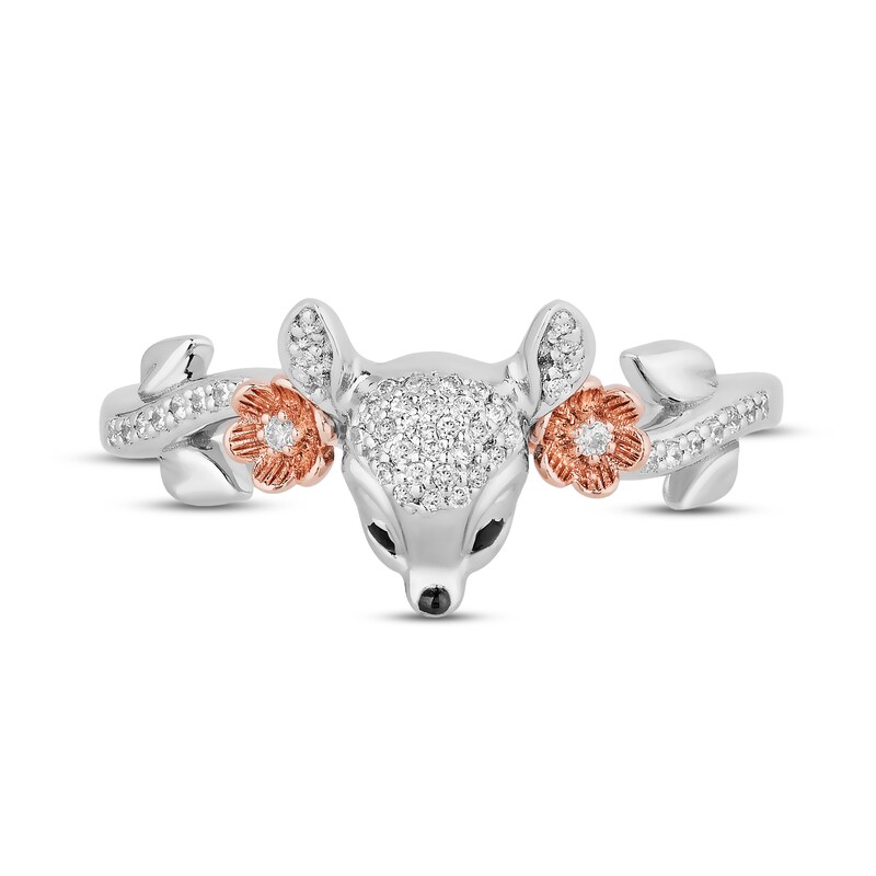 Disney Treasures "Bambi" Diamond Ring 1/10 ct tw Sterling Silver & 10K Rose Gold