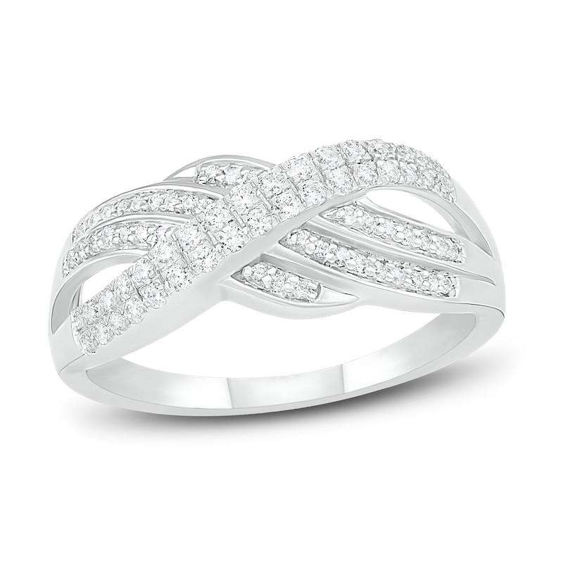 Main Image 1 of Diamond Twist Ring 1/3 ct tw Round-cut 10K White Gold