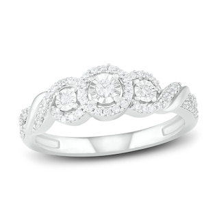 Diamond Three-Stone Fashion Ring 1/4 ct tw Sterling Silver