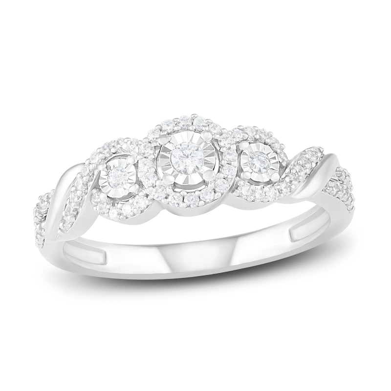 Main Image 1 of Diamond 3-Stone Ring 1/4 ct tw Round-cut Sterling Silver