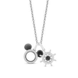 Disney Treasures Mickey Mouse Black & White Diamond Necklace 1/8 ct tw Sterling Silver 17"