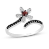 Thumbnail Image 0 of Disney Treasures Minnie Mouse Garnet, Black & White Diamond Flower Ring 1/5 ct tw Sterling Silver