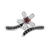 Thumbnail Image 2 of Disney Treasures Minnie Mouse Garnet, Black & White Diamond Flower Ring 1/5 ct tw Sterling Silver