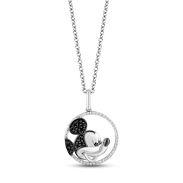 Disney Treasures Mickey Mouse Diamond Necklace 1/5 ct tw Sterling Silver 17"