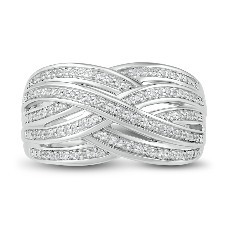 Main Image 2 of Diamond Crossover Ring 1/4 ct tw Round-cut Sterling Silver