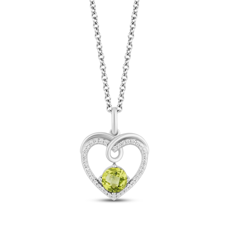 Hallmark Diamonds Peridot Heart Necklace 1/10 ct tw Sterling Silver 18"
